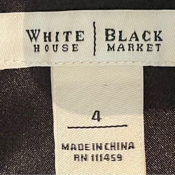 White House Black Market‎ Pure Silk Black White Dress  Size 4 - Picture 9 of 12